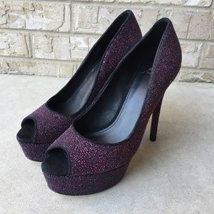 NWOB B Brian Atwood Glitter Platform Stilettos 7.5
